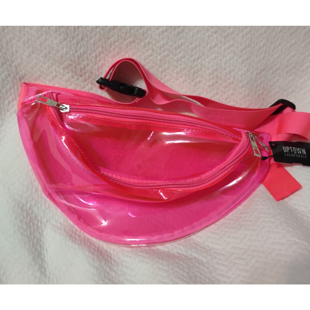 Bright neon pink clear fanny pack